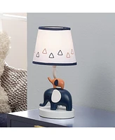 Lambs & Ivy Playful Elephant Blue/White Nursery Lamp with Shade and Light Bulb