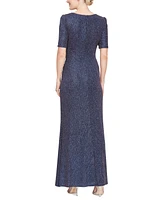 Alex Evenings Women's Metallic Elbow-Sleeve Gown