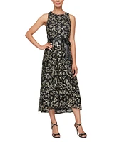 Alex Evenings Women's Embroidered Hi-Low Midi Dress