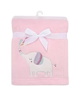 Bedtime Originals Elephant Dreams Appliqued Soft Fleece Baby Blanket - Pink