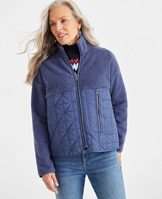 Style & Co Women's Mixed Media Sherpa Jacket, Created for Macy's