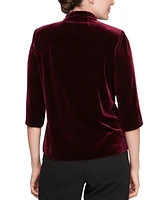 Alex Evenings Women's Asymmetric 3/4-Sleeve Velvet Blouse