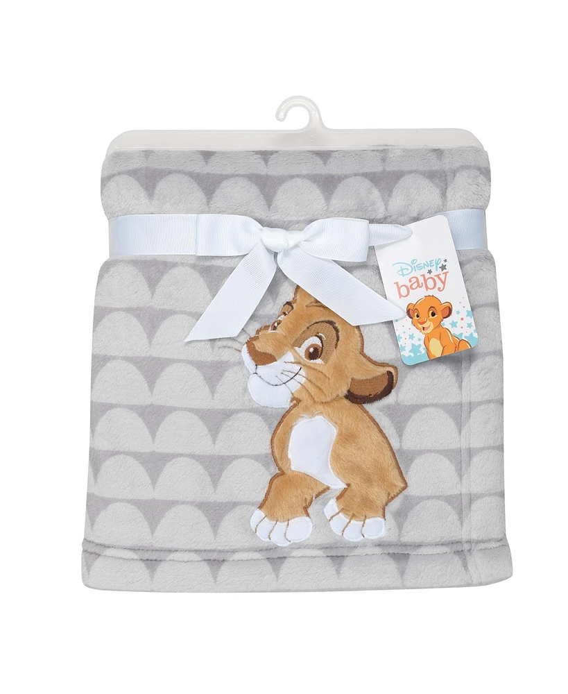 Lambs & Ivy Disney Baby The Lion King Gray Fleece Appliqued Baby Blanket