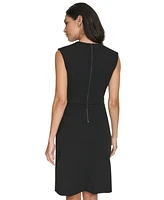 Calvin Klein Petite Chain-Trim Side-Pleated Dress