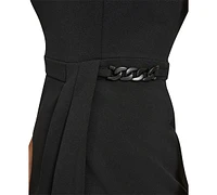 Calvin Klein Petite Chain-Trim Side-Pleated Dress