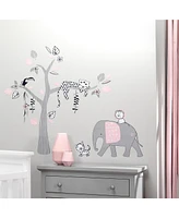 Lambs & Ivy Happy Jungle Pink/White Safari Nursery 5-Piece Crib Bedding Set