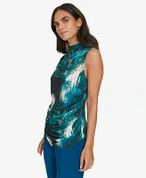 Calvin Klein Women's Sleeveless Mesh Abstract-Print Top