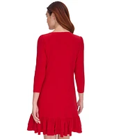 Tommy Hilfiger Women's 3/4-Sleeve Ruffled-Hem Jersey Dress