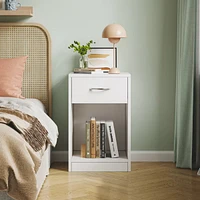 2-Tier Nightstand with Drawer - White Modern End Table for Bedroom, Living Room, or Office, Versatile Side Table for Sofa or Bedside