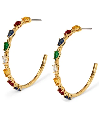 Ajoa By Nadri Gold-Tone Multicolor Light Bulb Medium C Hoop Earrings, 1.62"