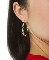 Ajoa By Nadri Gold-Tone Multicolor Light Bulb Medium C Hoop Earrings, 1.62"