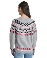 Dkny Jeans Women's Fair Isle Crewneck Raglan Sweater