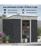 7' x 4' Metal Lean-to Garden Shed with Sliding Doors