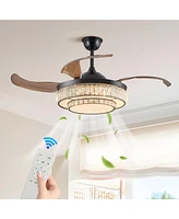 Streamdale Furniture Contemporary Led Retractable Ceiling Fan with Remote Control