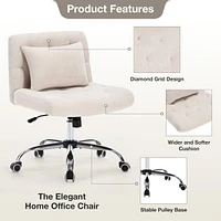 Streamdale Furniture Armless Fabric Office Chair with Crisscross Legs and Lumbar Pillow