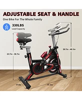 Streamdale Furniture Indoor Exercise Bike Cycling Bike with Comfortable Seat Cushion Black+Red