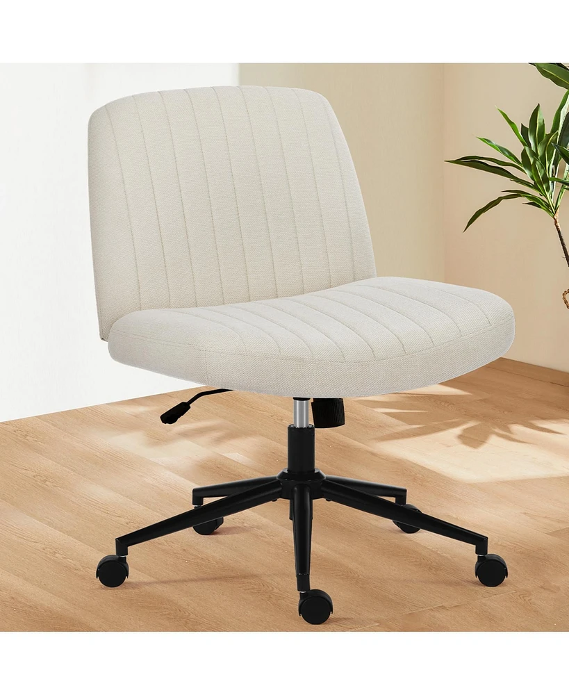 Simplie Fun Beige Fabric Office Chair with Adjustable Swivel