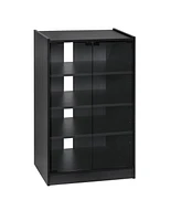 Simplie Fun 5-Tier Media Cabinet: Adjustable Shelves, Glass Doors, Cable Management