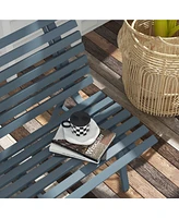 48" Blue Aluminum Outdoor Patio Bench