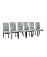 Simplie Fun Gray Linen Tufted Dining Chairs (Set of 6)