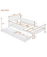 Simplie Fun Twin Wood Platform Bed with Guardrails and Storage