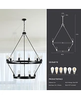 Retro style Large 2-Tier circular ceiling Ironwork chandelier