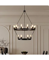 Streamdale Furniture Retro style Large 2-Tier circular ceiling Ironwork chandelier