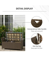 27 Gallon Wicker Patio Bench with Storage