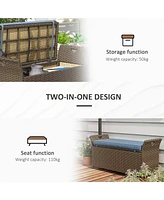 27 Gallon Wicker Patio Bench with Storage