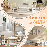 2-in-1 Kids Table and Chair Set with Reversible Tabletop