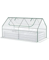 Galvanized Raised Garden Bed with Mini Greenhouse Cover