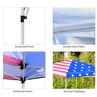 Simplie Fun Slant Leg Pop Up Canopy Tent with American Flag Roof