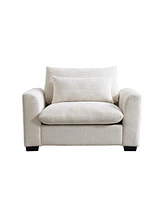 Streamdale Furniture Beige Corduroy Single Sofa Accent Chair with Pillow