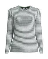 Lands' End Plus Lightweight Waffle Skimming Long Sleeve Crew Neck T-Shirt