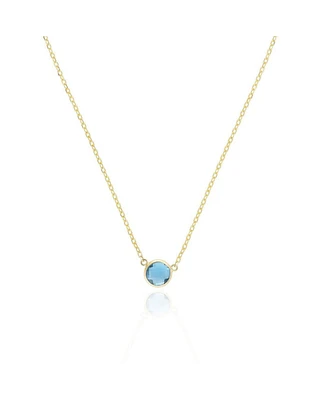 The Lovery Blue Topaz Single Bezel Necklace 14K Gold