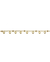 GiGiGirl 14k Yellow Gold Plated Beaded Heart Charm Station Bracelet - Adjustable w/ Extension Chain