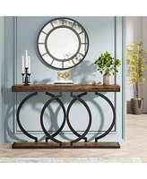 Tribesigns Industrial Console Table, 55 inch Wood Entryway Table Narrow Long Sofa Rustic Accent for Living Room, Entrance Geometric