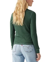 Levi's Women's Jakob Long Sleeve Waffle-Knit Henley Top