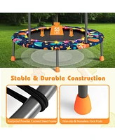 36'' Mini Toddler Trampoline W/Led Bluetooth Speaker Detachable Handle