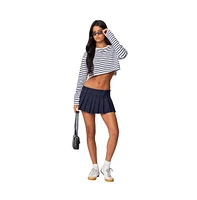 Edikted Women's Stripey Cropped Long Sleeve T Shirt