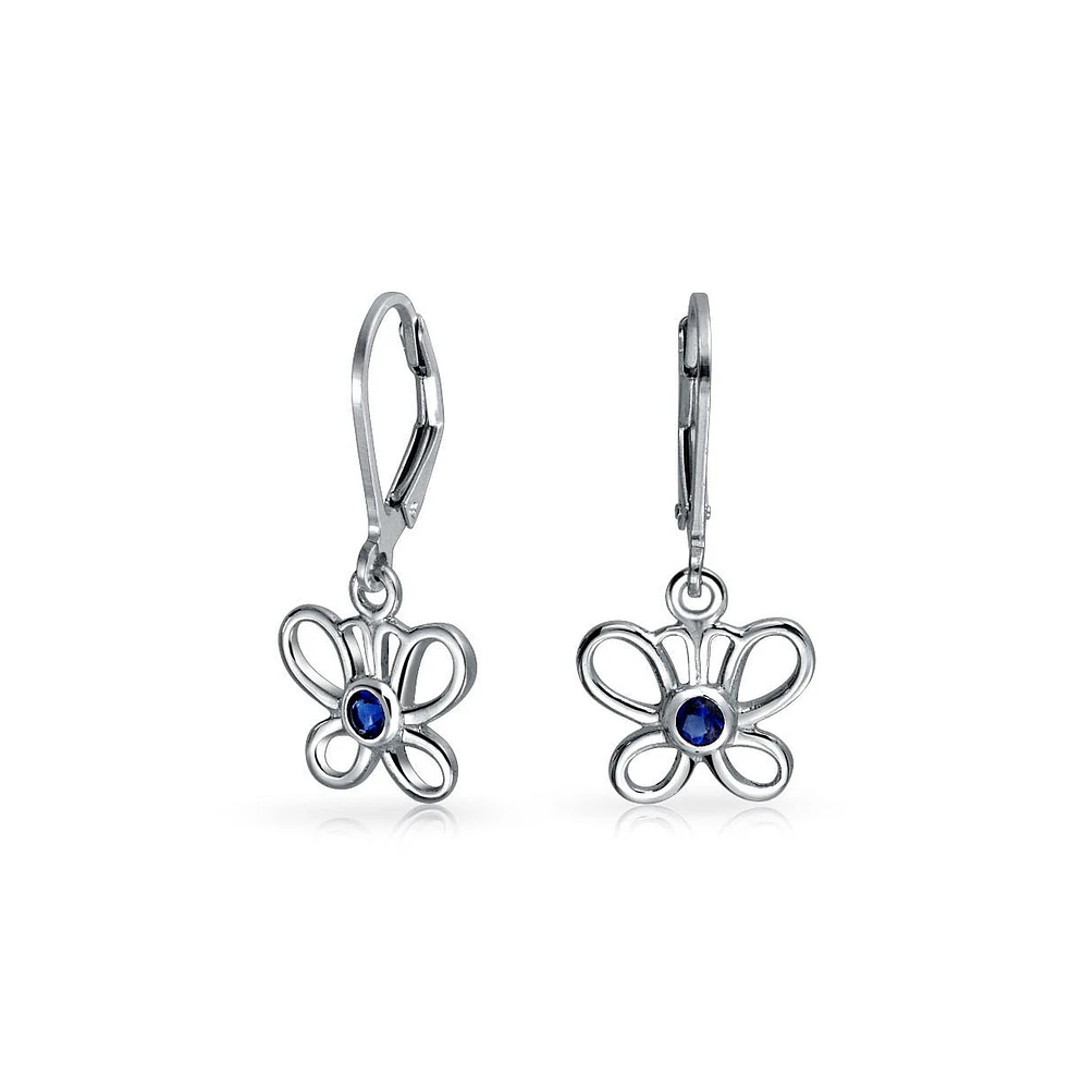 Bling Jewelry Tiny Delicate Cubic Zirconia Accent Cz Open Garden Butterfly Stud Earrings .925 Sterling Silver