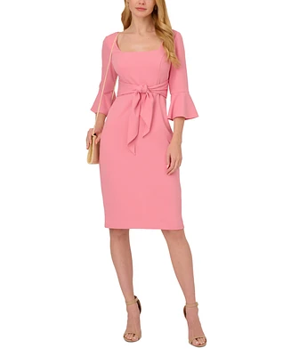 Adrianna Papell Women's Tie-Front Bell-Sleeve Midi Dress