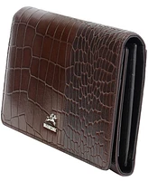 Mancini Women's Croco2 Rfid Secure Trifold Wallet