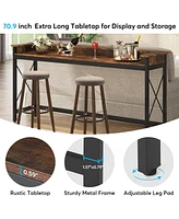 Tribesigns Sofa Table with Outlets and Usb Ports, 70.9 inch Extra Long Console Table Behind Couch with Charging Station, Industrial Narrow Entryway Ha