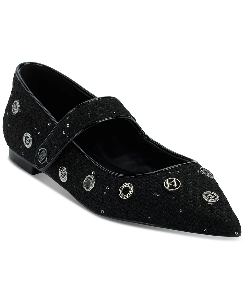 Karl Lagerfeld Paris Women's Vicci Embellished Mary Jane Flats