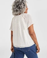 Style & Co Plus Flutter-Sleeve Shine Blouse, Created for Macy's