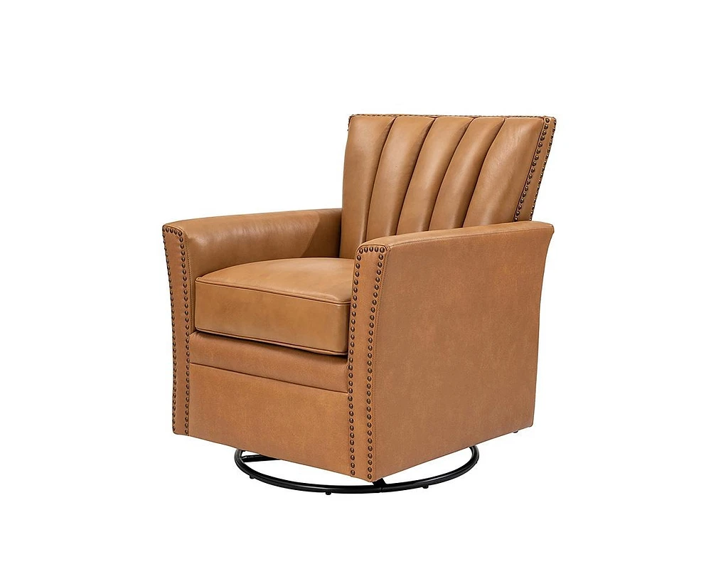 Hulala Home Felisa Modern Genuine Leather Swivel Chair