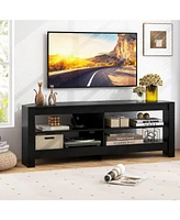 Costway 3-Tier Corner Tv Stand with Power Outlet 4 Open Storage Shelves for Living Room