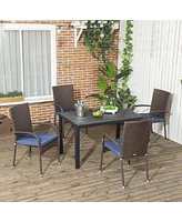 Outsunny 4 Outdoor Dining Chairs w/ Cushions, Patio Chairs, White