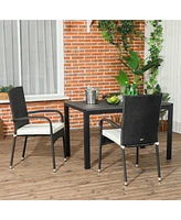 Outsunny 4 Outdoor Dining Chairs w/ Cushions, Patio Chairs, White